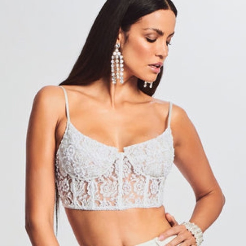 PESSA LACE & PEARL TOP RETROFETE SIZE MEDIUM - Picture 1 of 8